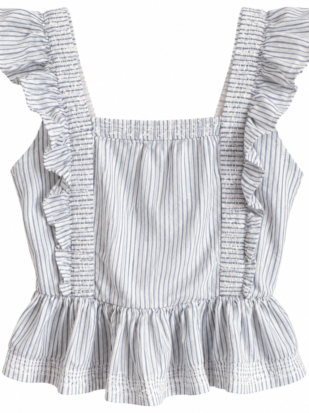 Japna Embroidered Striped Flutter Sleeve Top-Sz M